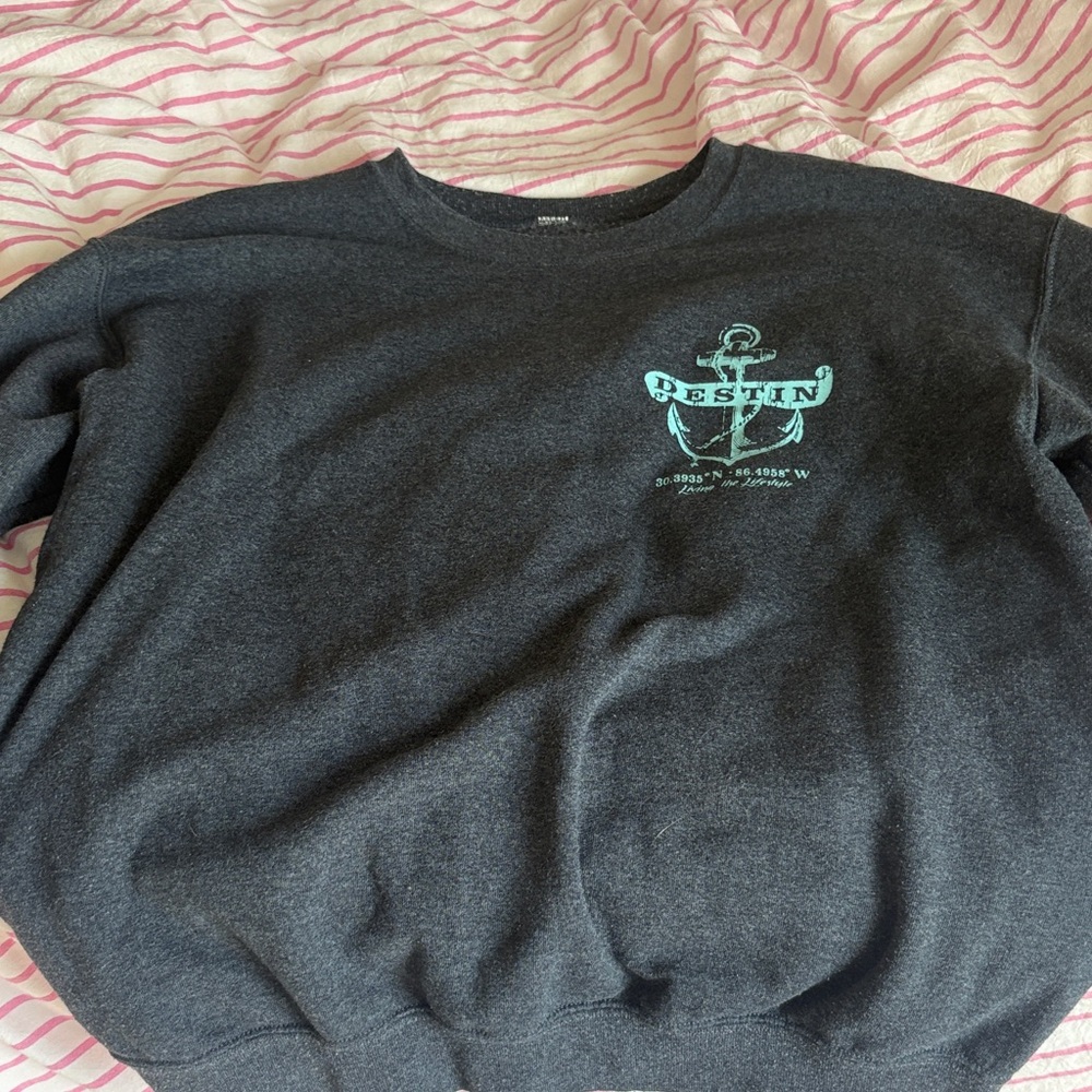Gray Crewneck Destin Fl with Anchor Design